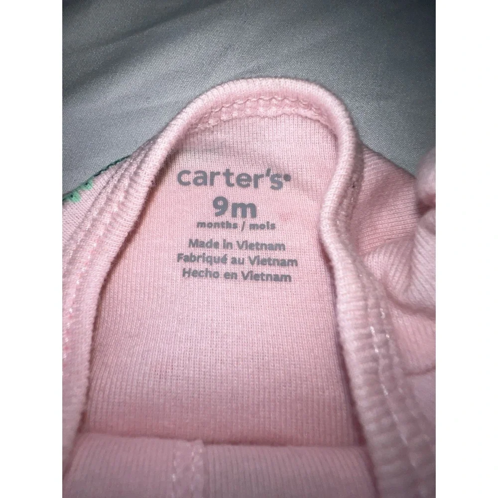 NWT Carter's Baby Girl Alligator Turtle Pink Romper One Piece 9 Months